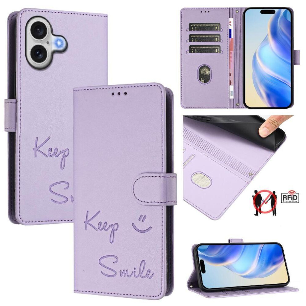 ( Violet) Case For Iphone 17 Flip Cover Card Holder Wallet Rfid Blocking Pu Leather Light 764563142743