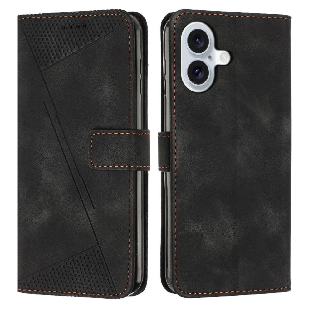 (Black) Flip Case For Iphone 17 Wallet Pu Leather Card Insertion Kickstand Black 764563143603