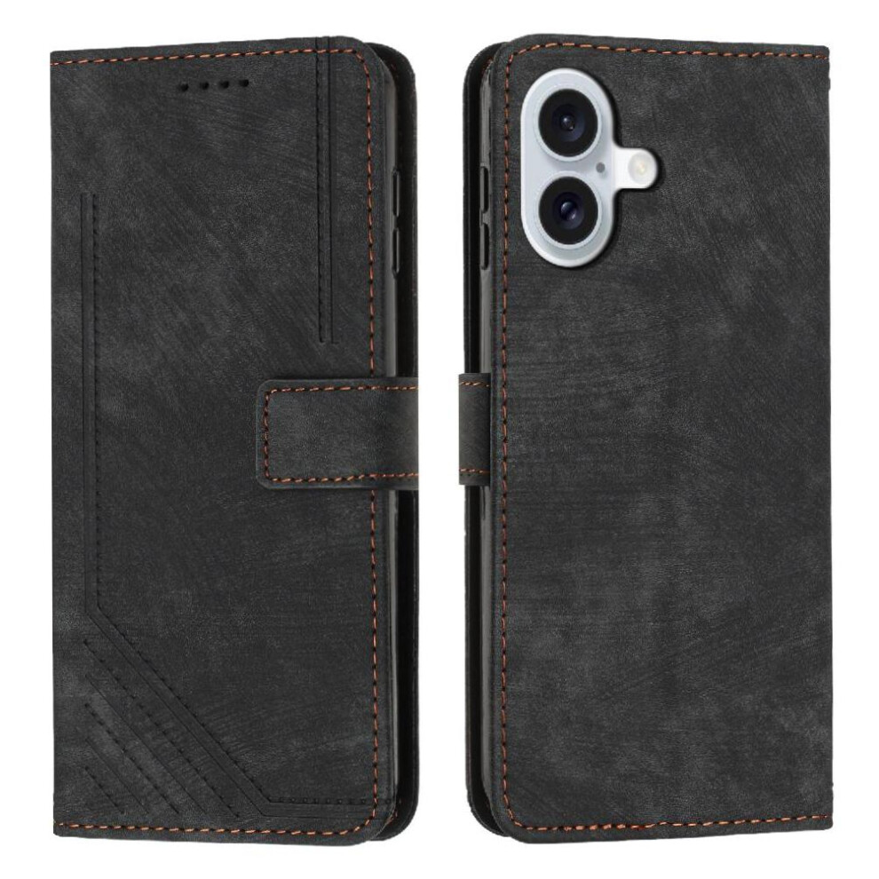 (Black) Flip Case For Iphone 17 Kickstand Card Insertion Pu Leather Wallet Black 764563143863