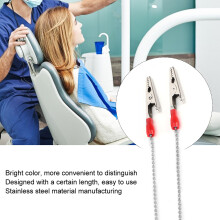 5 Stück Dental-Bib-Halter mit Stahlkette, Silber, 40 cm