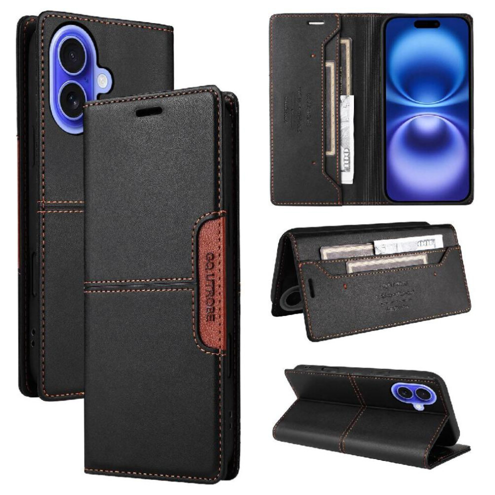 (Black) Flip Case For Iphone 17 Rfid Blocking Flip Cover Wallet Shockproof Black 764563143429