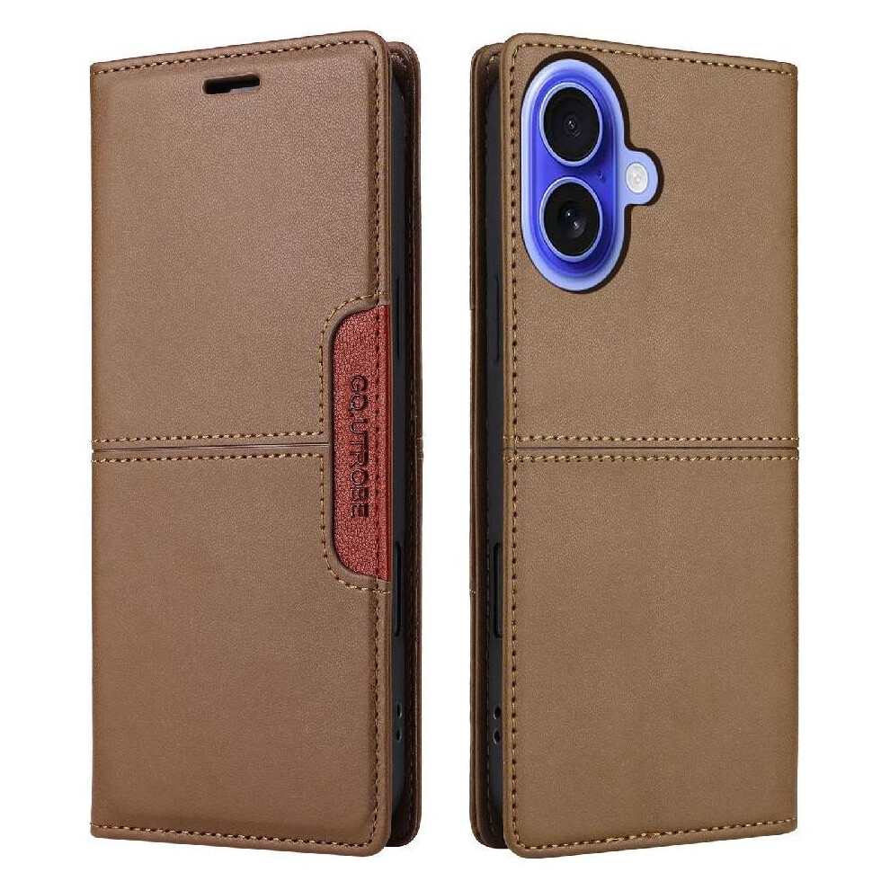 (Brown) Flip Case For Iphone 17 Rfid Blocking Flip Cover Wallet Shockproof Brown 764563143405