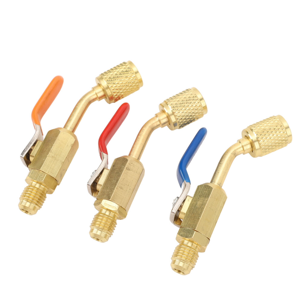 Brass Angled Refrigerant Ball Valve For R134a/R410a/R22 R12, 1/2In, Compact 4901334095204