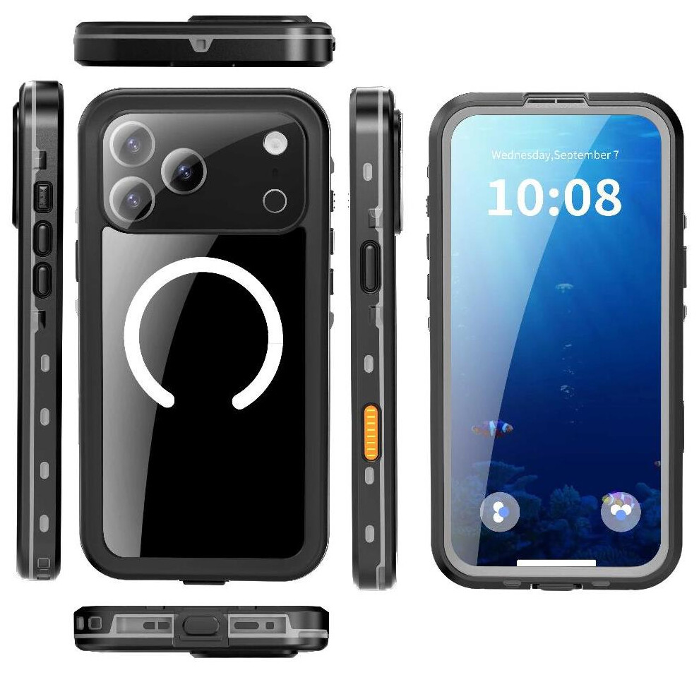 (Black) Waterproof Case For Iphone 17 Pro Max 12Ft Military Shockproof Ip68 Waterproof Full Rated Waterproof Dustproof Black 764563144754