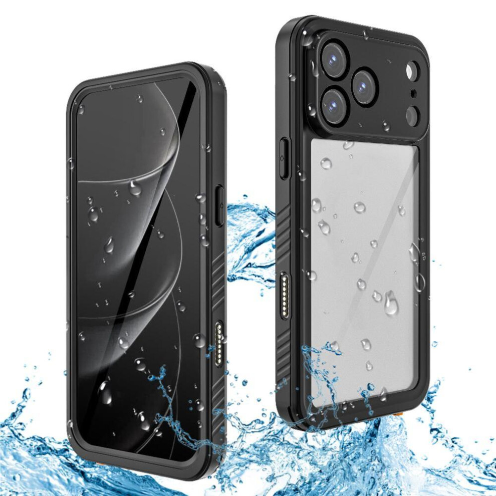 (Black) Case For Iphone 17 Pro Max 12Ft Military Shockproof In Screen Protector Ip68 Waterproof Full Waterproof Built Black 764563144846