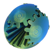 Bola de engranajes impresa en 3D de 888 cm azul verdoso PLA juguete