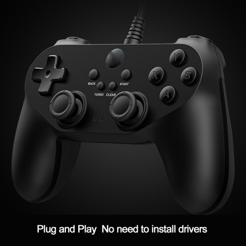 Mando de juego USB con cable de doble vibración Turbo para PC 2