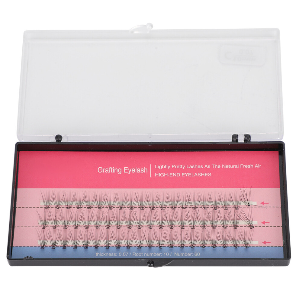 Natural 3D 10mm Cluster False Lashes 60pcs 0.07mm Eyelash Extension Tool