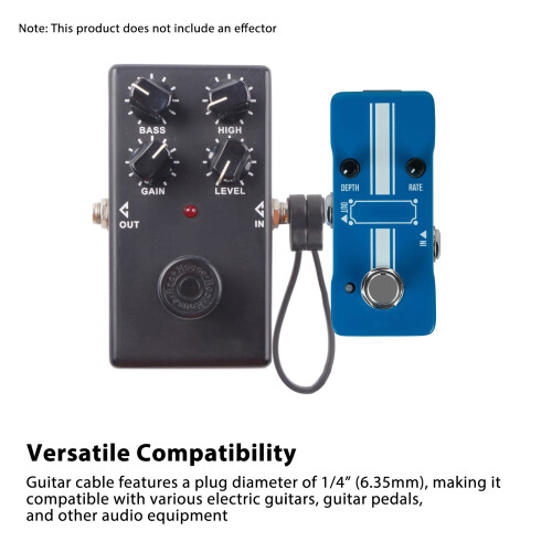 3 Stück Gitarren-Patchkabel 16 cm schwarz 6,35 mm 1