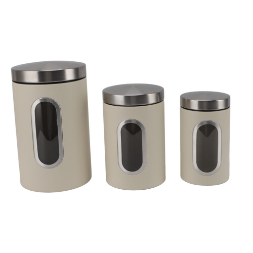 Ensemble de 3 boîtes en fer beige L21.5x13.2cm 2
