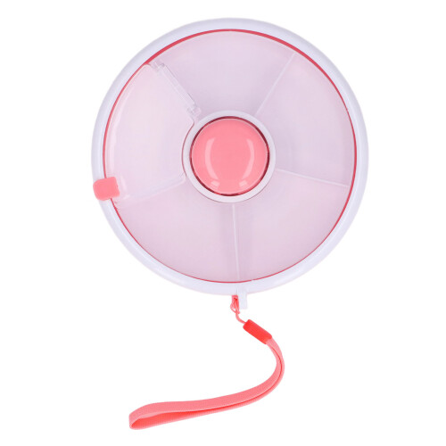 Contenitore rotondo rotante con scomparti per snack, rosa, PP/ABS. 1