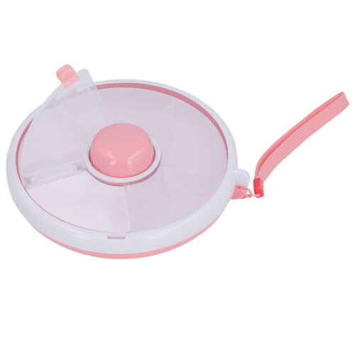 Contenitore rotondo rotante con scomparti per snack, rosa, PP/ABS.