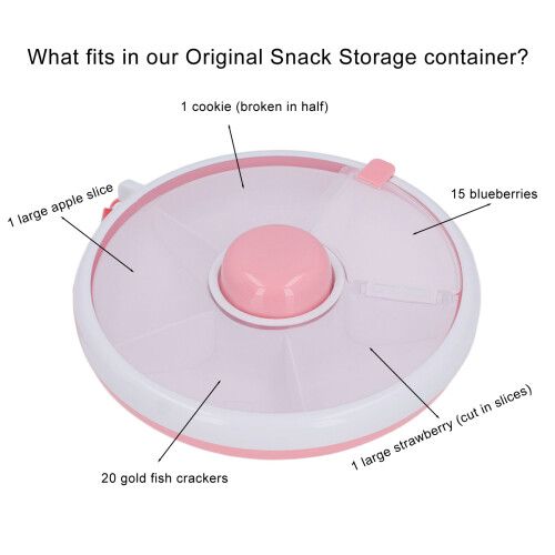 Contenitore rotondo rotante con scomparti per snack, rosa, PP/ABS. 2