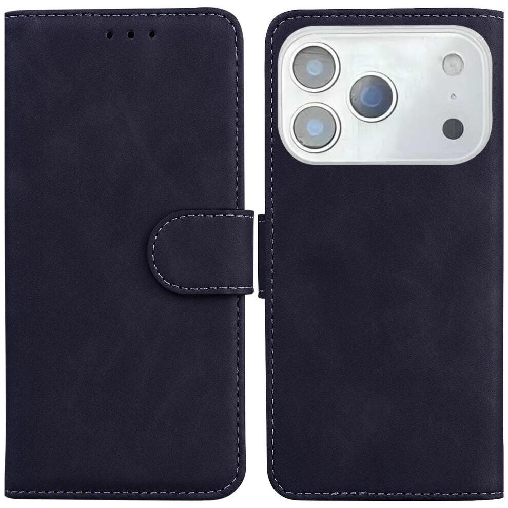 (Black) Flip Case For Iphone 17 Pro Card Slot Premium Pu Leather Magnetic Stand Holder Black 764563146826