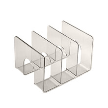 Porte-livres de bureau Ă 3 compartiments, gris en PET, 20,5 27 17 cm