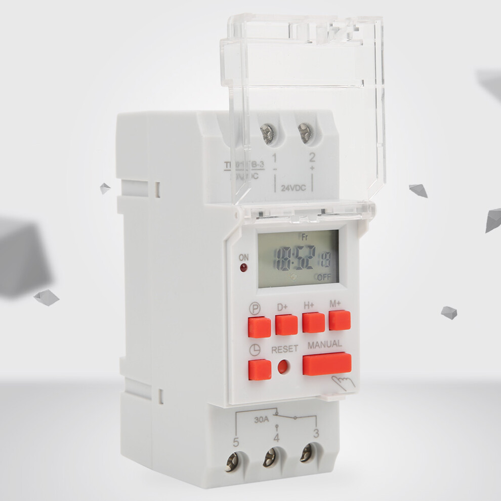 24V 30A Lcd Programmable Timer Switch With Din Rail Mount 6941334109844