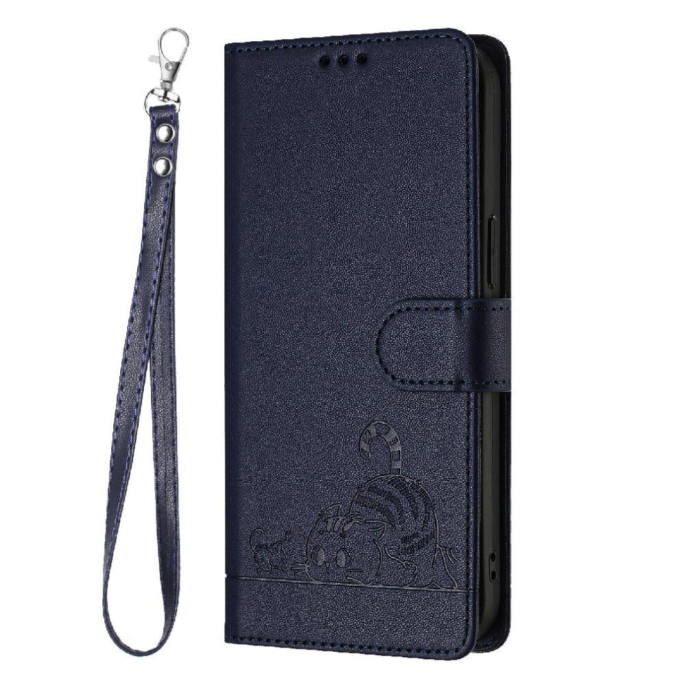 (Blue) Case For Google Pixel 6A Wallet Flip Cover Cat Rfid Card Slot Holder Kickstand Blue 764563149117