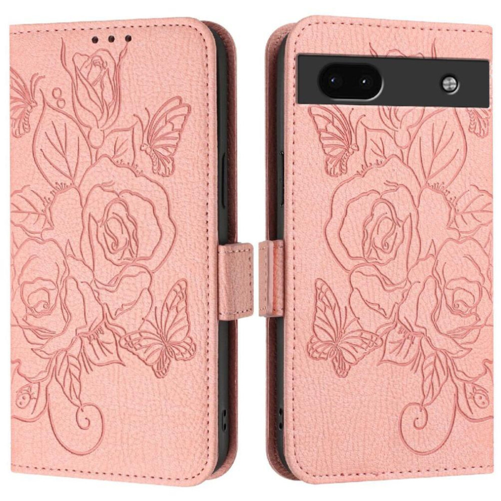 (Pink) Case For Google Pixel 6A With Credit Card Slot Pu Leather Magnetic Wallet Pink 764563149513