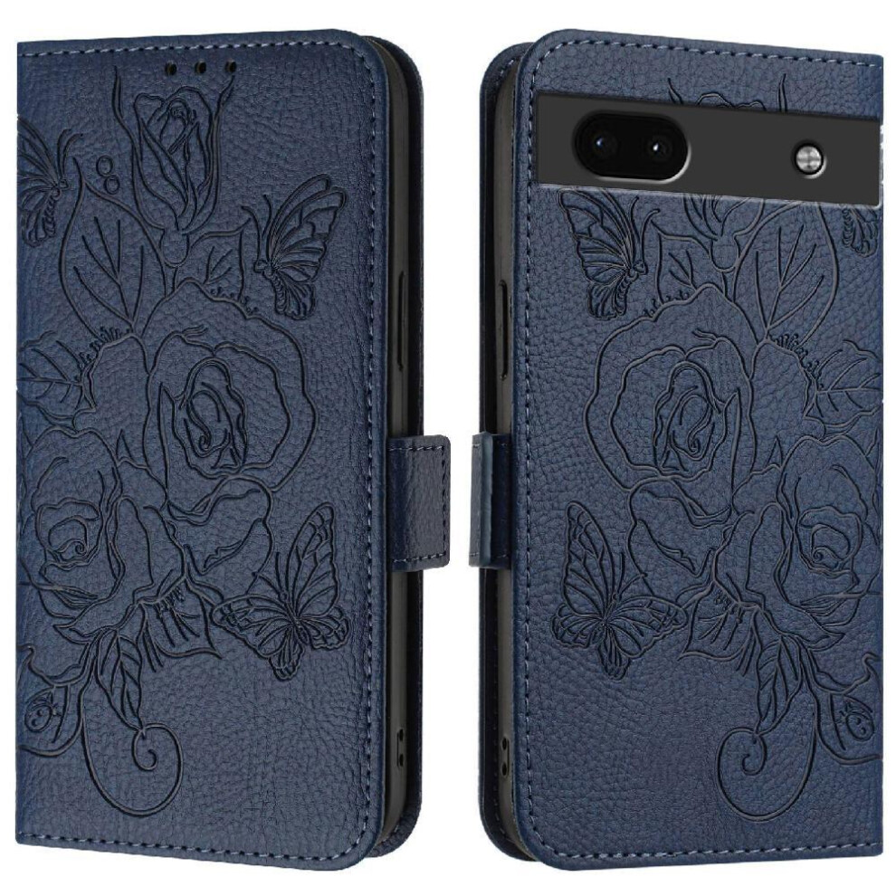 (Dark ) Case For Google Pixel 6A With Credit Card Slot Pu Leather Magnetic Wallet Blue 764563149520