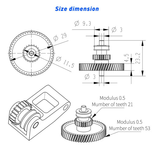 Engrenage d'extrudeuse en acier trempé pour X1C/P1P 9:53 1