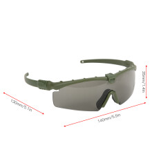 Militärgrüne winddichte und stoßfeste Schutzbrille, PVC, 14 cm