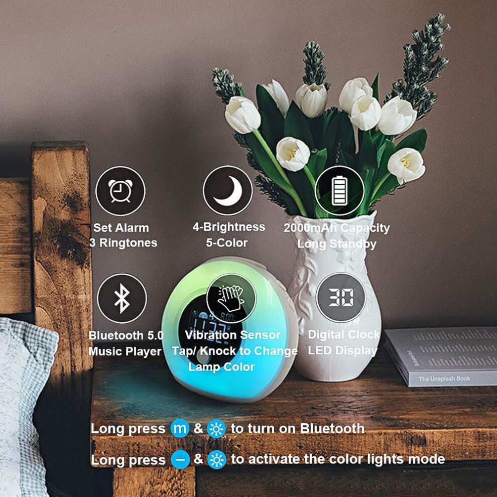 Colourful Wake-Up Alarm Clock With Bluetooth Speaker 10M Range Light