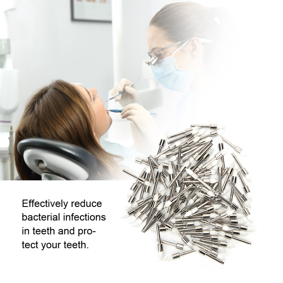 White 100Pcs Nylon Dental Teeth Polishing Brush Set With Storage Box,