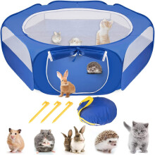 Corral de juego para mascotas pequeñas 130x38cm plegable azul