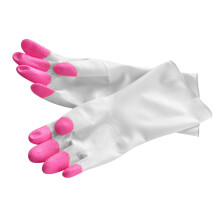 PVC Haushaltshandschuhe Reinigung Anti-Rutsch Vielseitig Ergonomisch Wasserdicht Spülhandschuhe Rosa