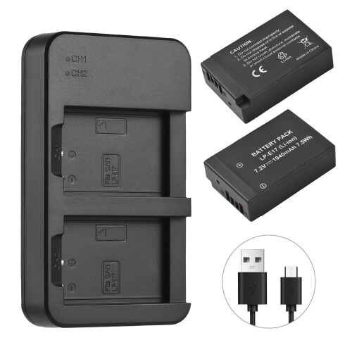 Kit batteria LP-E17 2x 1400mAh 7.2V 2-slot nero