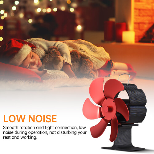 Ventilatore per stufa a 6 pale 17x9x15,2 cm nero/rosso 2