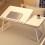 Table de lit pliante avec porte-boissons - Table pour ordinateur portable multifonctionnelle 1