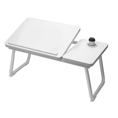 Table de lit pliante avec porte-boissons - Table pour ordinateur portable multifonctionnelle 2