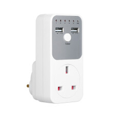 2 USB Ports Timer Socket UK Plug 5V 2.1A with Safe Timer Control