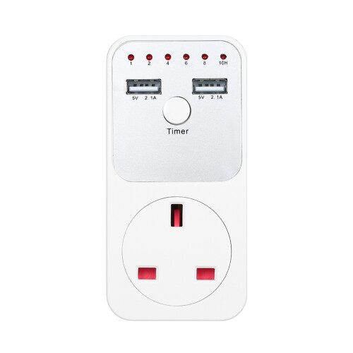 2 USB Ports Timer Socket UK Plug 5V 2.1A with Safe Timer Control 1