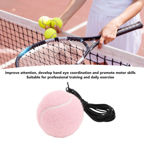 Pink Tennis Training Ball with String, Rubber & Felt, Self Practice Sport Tool 2