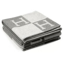 (Grey)Letter H Blanket Artificial Wool Cashmere Throw Cover Sofa Plaid Blankets
