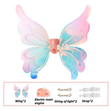 (Pink) Luminous Butterfly Electric Wings Music Sound Toy Light Back Decoration Children