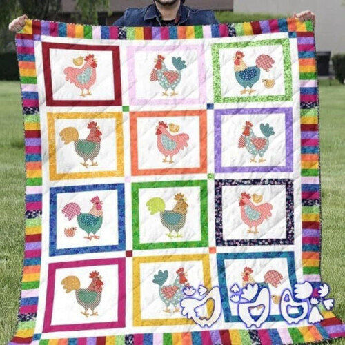 Patchwork Quilt Template Set Weekend Chicken Design Reusable Acrylic Templates Chicken Quilt 10-Inch Instructions 1