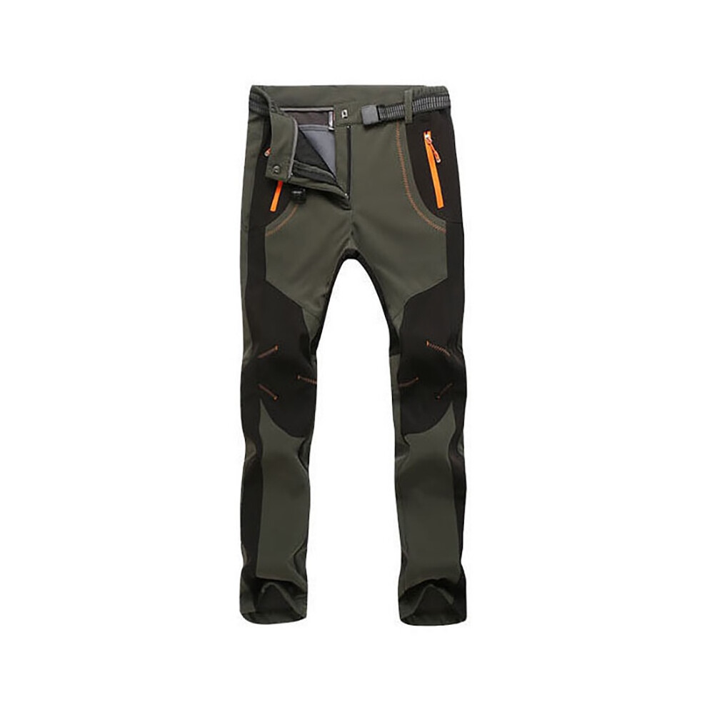 (Green-Women, XL) Womens Mens Warm Outdoor Hiking Ski Pants Fleece Trousers Waterproof Windproof