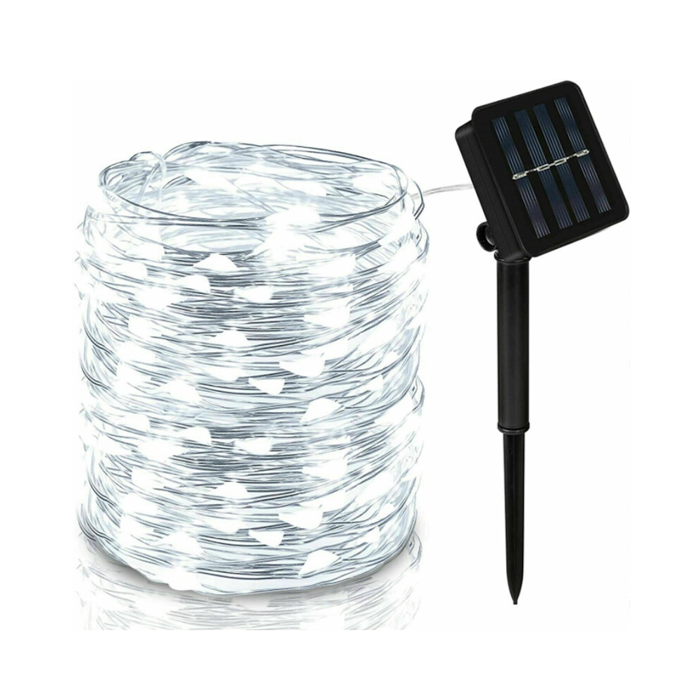 (, 12M 100Led Eight Modes) Led Solar 5M32m Fairy Lights String Waterproof Copper Outdoor Wire Garden White