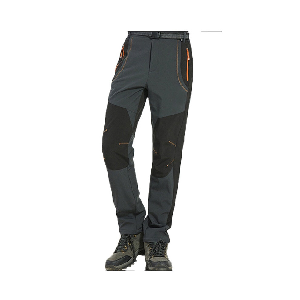 (Gray-Men, 4XL) Womens Mens Warm Outdoor Hiking Ski Pants Fleece Trousers Waterproof Windproof
