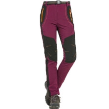 (Purple-Women, M) Womens Mens Warm Outdoor Hiking Ski Pants Fleece Trousers Waterproof Windproof