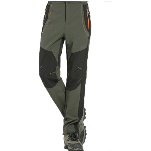 (Green-Men, M) Womens Mens Warm Outdoor Hiking Ski Pants Fleece Trousers Waterproof Windproof
