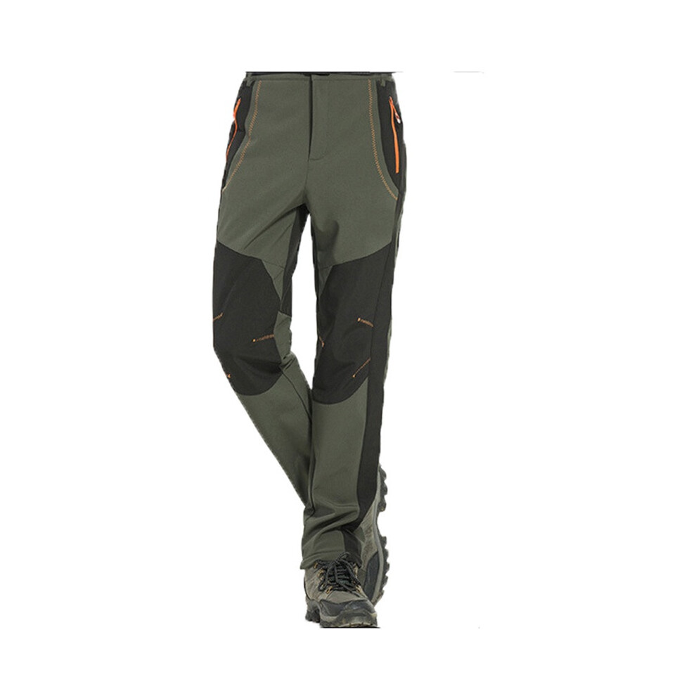 (Green-Men, M) Womens Mens Warm Outdoor Hiking Ski Pants Fleece Trousers Waterproof Windproof