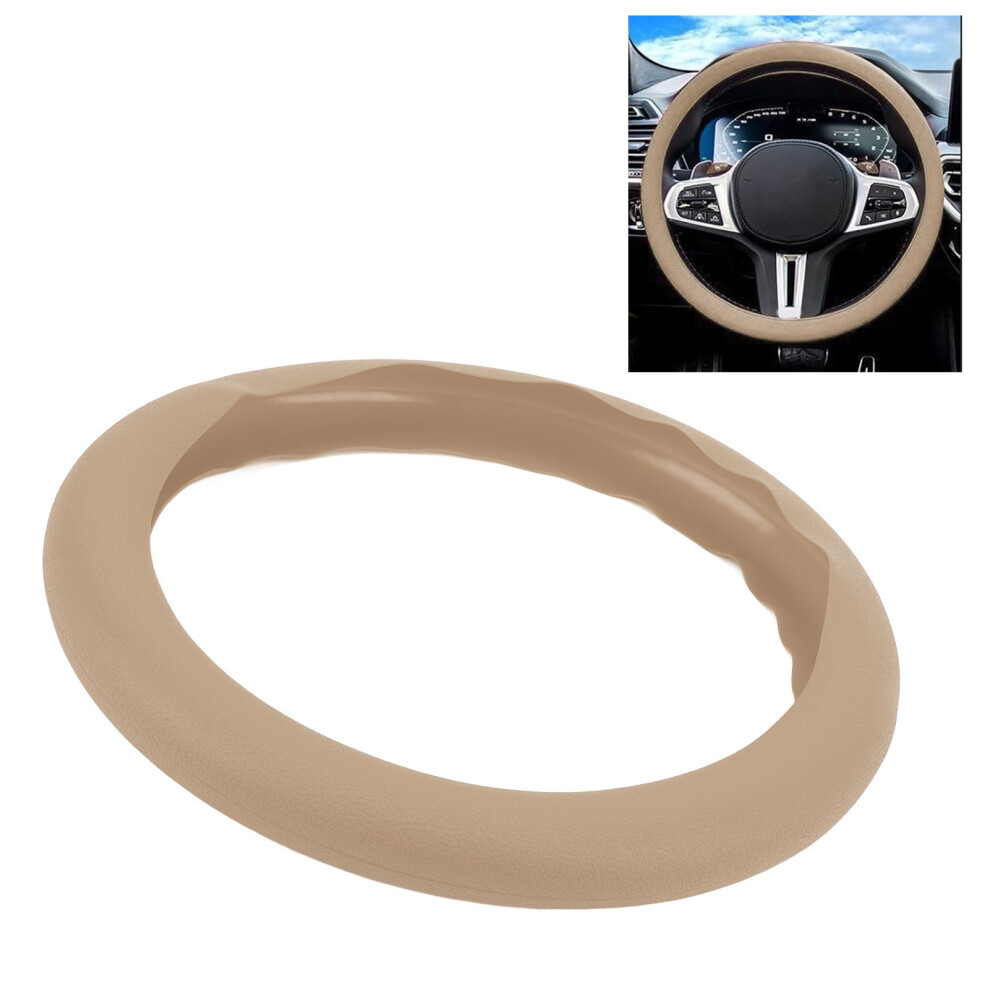 Silicone Steering Wheel Cover Anti Slip Washable Khaki Universal Protector 7681334162751