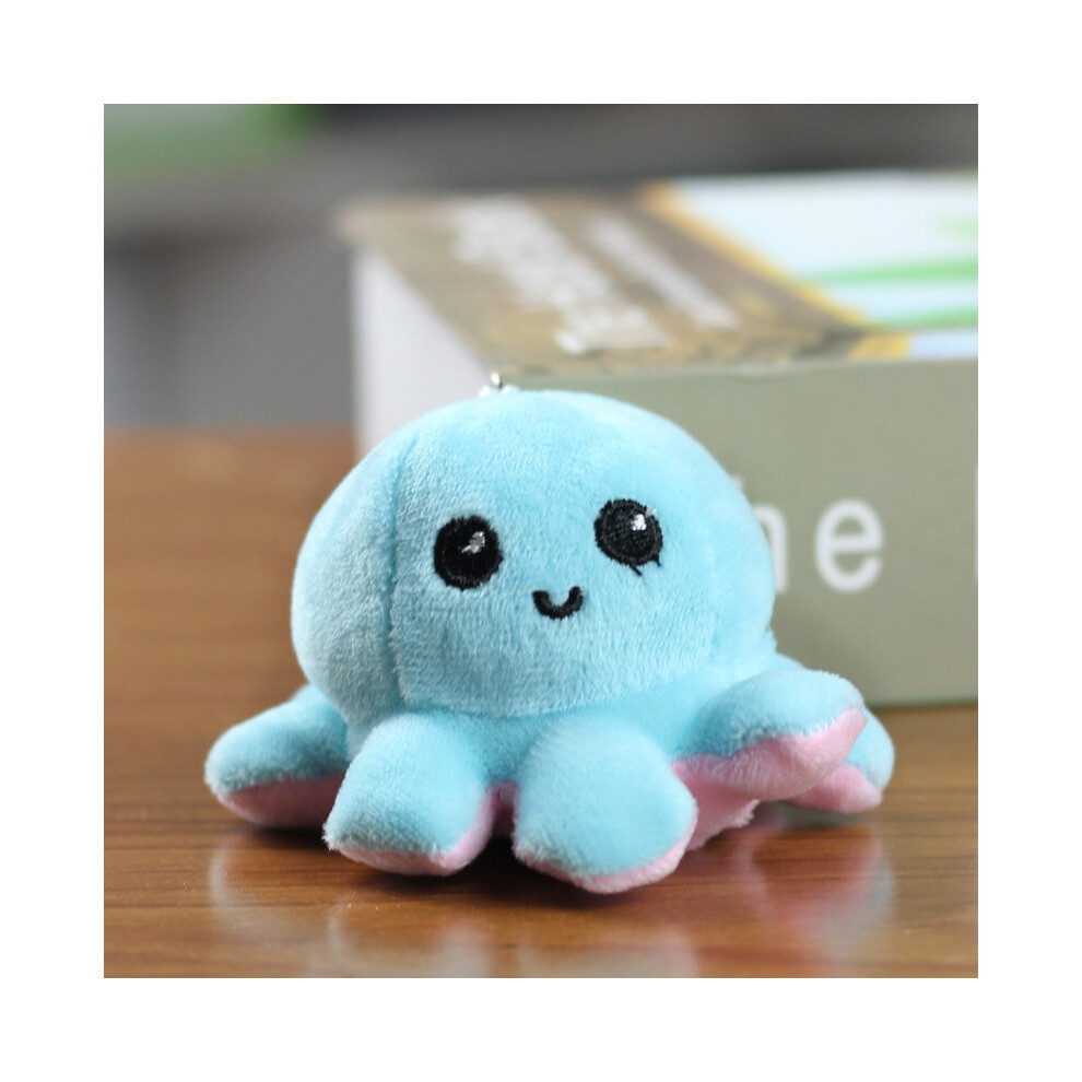 (Blue) Soft And Adorable Reversible Octopus Plush Keychain For Kids Adults Multiple Colors In