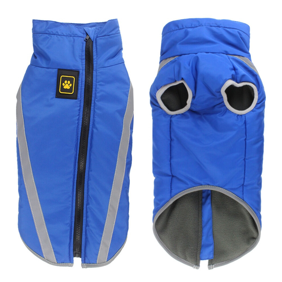 (Blue, XL) Winter Windproof Large Dog Warm Vest Jacket Reflective Outdoor Coat Cotton Dog