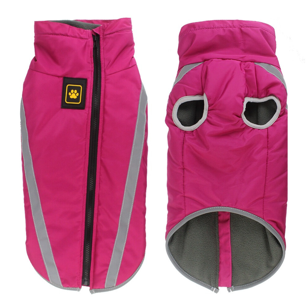 (RoseRed, 5XL) Winter Windproof Large Dog Warm Vest Jacket Reflective Outdoor Coat Cotton Dog
