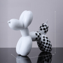 (White Checker) Balloon Contemporary Dog Resin Statue For Living Room Bar Table Decorations